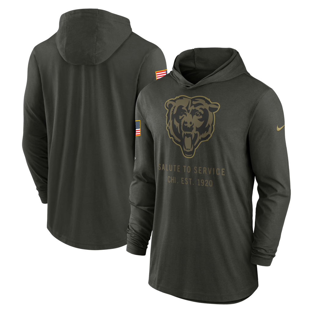 Men's Nike Chicago Bears 2025 Salute To Service Hooded Long Sleeve T-Shirt
