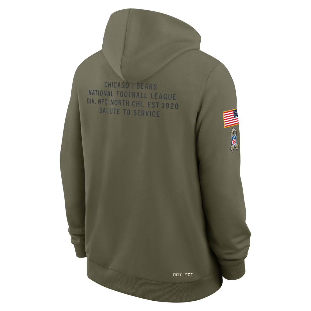 Men's Chicago Bears Nike Olive Green 2025 Salute To Service Club Pullover Hoodie