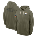 Men's Pittsburgh Steelers Nike Olive Green 2025 Salute To Service Club Pullover Hoodie