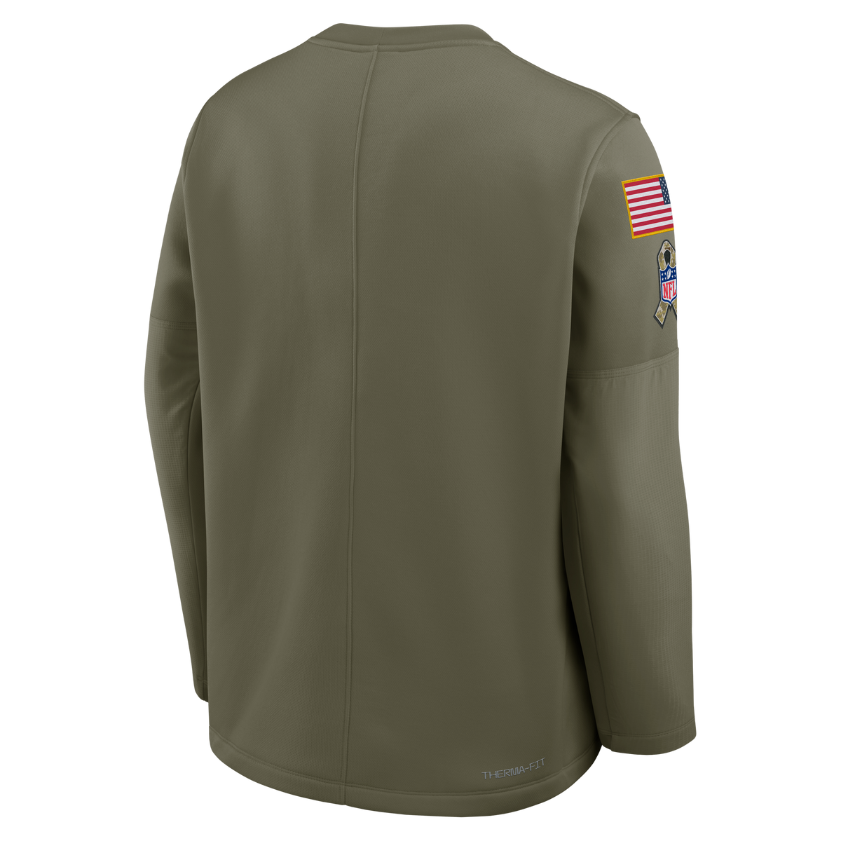 Men's Chicago Bears Olive Green 2025 Salute To Service Nike Pullover Therma Fit Crew Sweatshirt