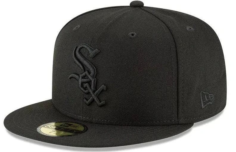 Mens Chicago White Sox New Era MLB Tonal Black on Black 59FIFTY Fitted Cap