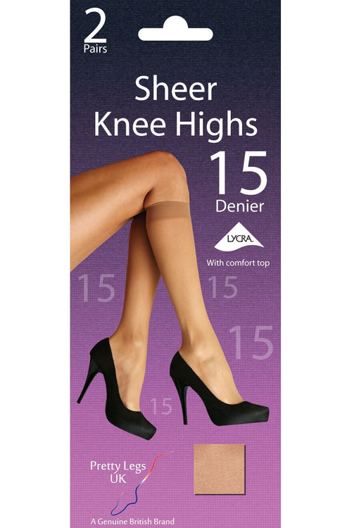15 Denier Lycra Knee Highs 2PP