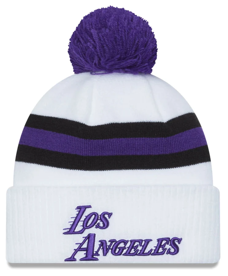 Men's Los Angeles Lakers New Era 2022/23 City Edition Official Cuffed Pom Knit Hat