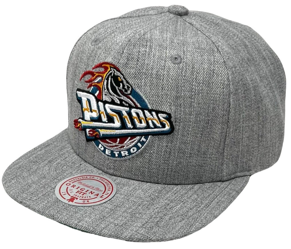Detroit Pistons Hardwood Classics Heather Gray 2.0 Mitchell & Ness Snapback Hat