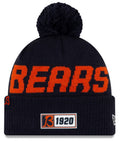 Men's New Era Navy Chicago Bears 2019 NFL Sideline Road "B" Official Sport Knit Hat