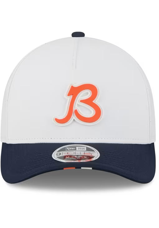Men's Chicago Bears New Era White/Navy B 2025 NFL Training Camp 9FORTY M-Crown Adjustable A-Frame Hat