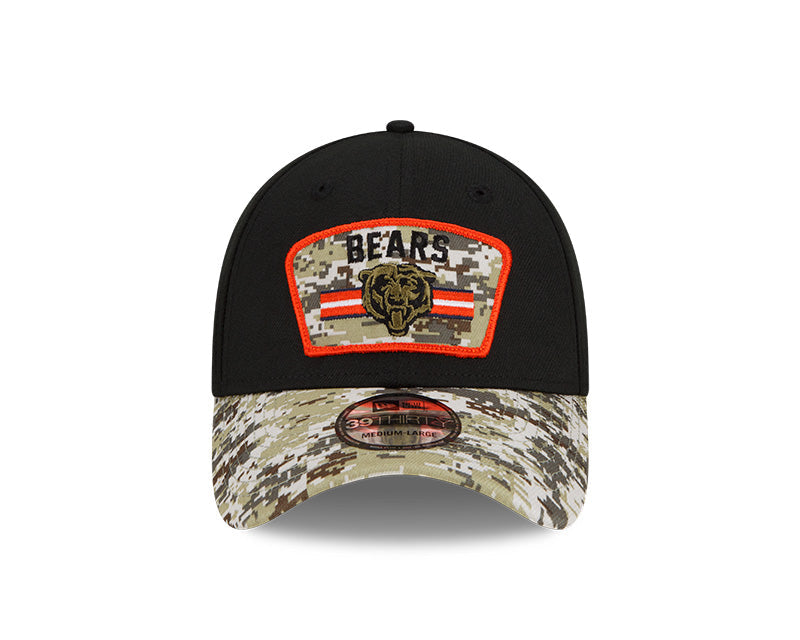 Men's Chicago Bears New Era Black 2021 Salute to Service Historic Logo 39THIRTY Flex Hat