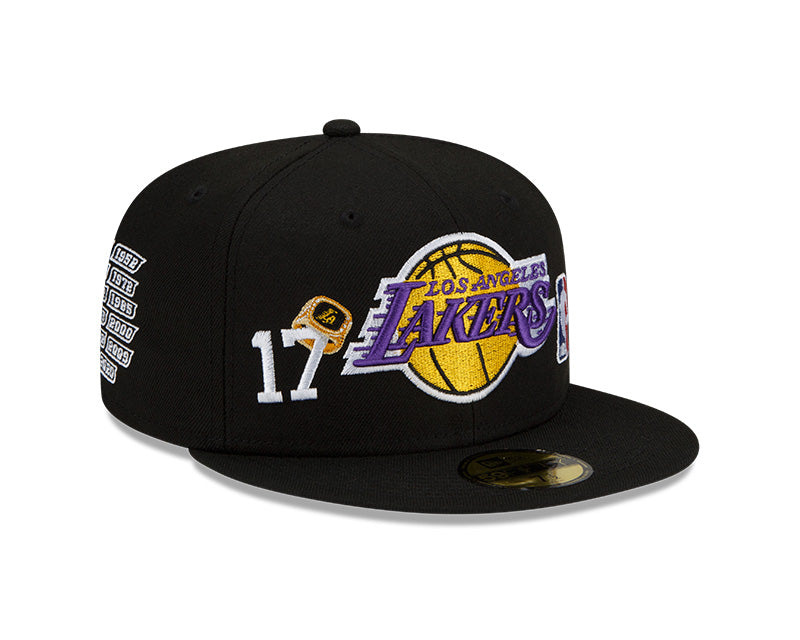Los Angeles Lakers New Era Black 17x World Champions Count the Rings 59FIFTY Fitted Hat