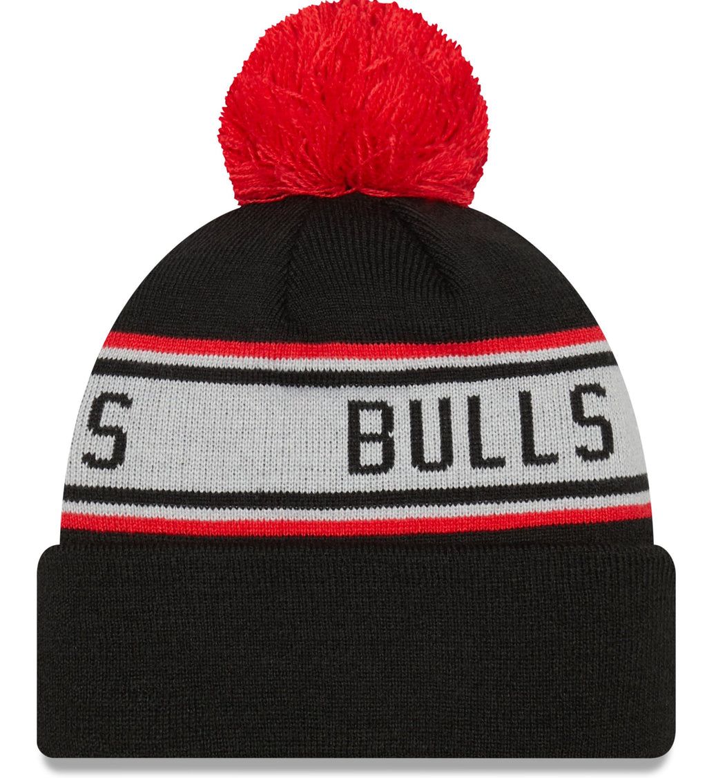 Chicago Bulls New Era Black Repeat Cuffed Pom Knit Hat