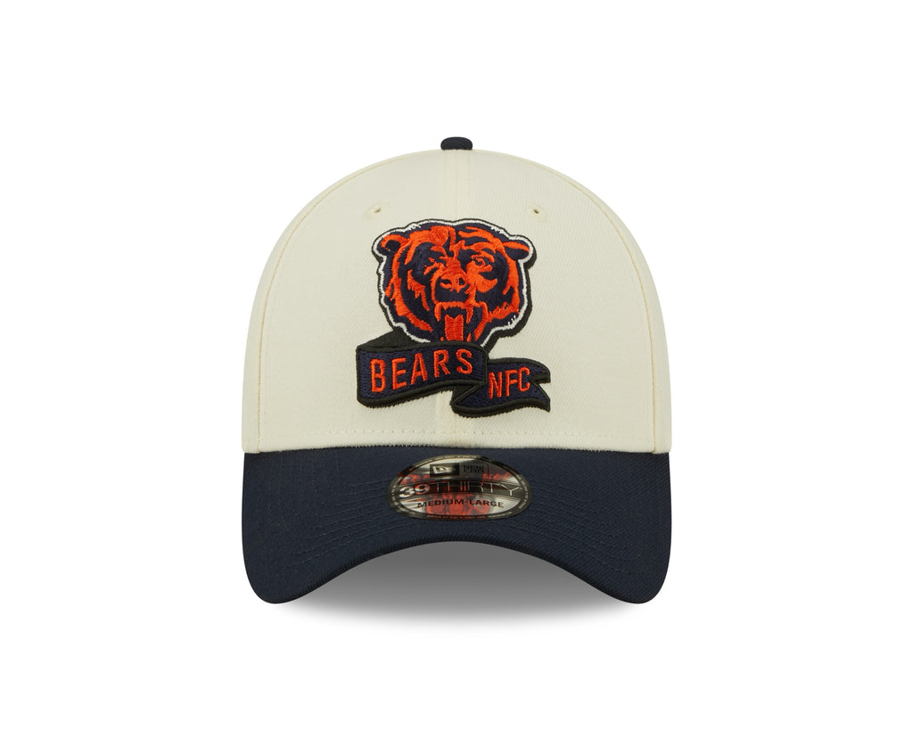 Men's Chicago Bears Mascot Logo New Era Cream/Navy 2022 Sideline 39THIRTY Flex Hat