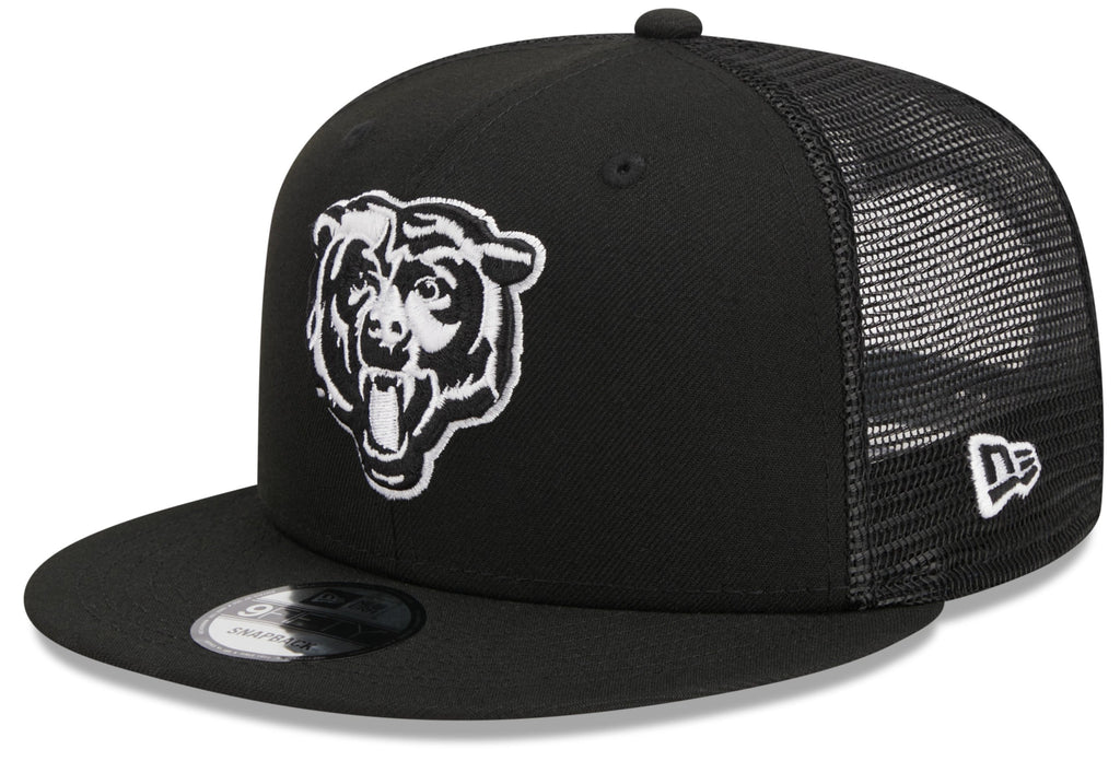 Chicago Bears New Era Primary Black and White Trucker 9FIFTY Snapback Hat
