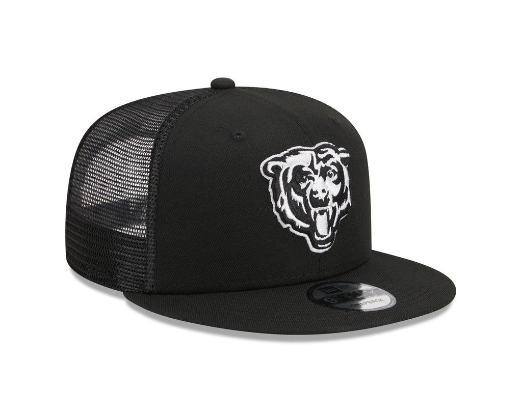 Chicago Bears New Era Primary Black and White Trucker 9FIFTY Snapback Hat