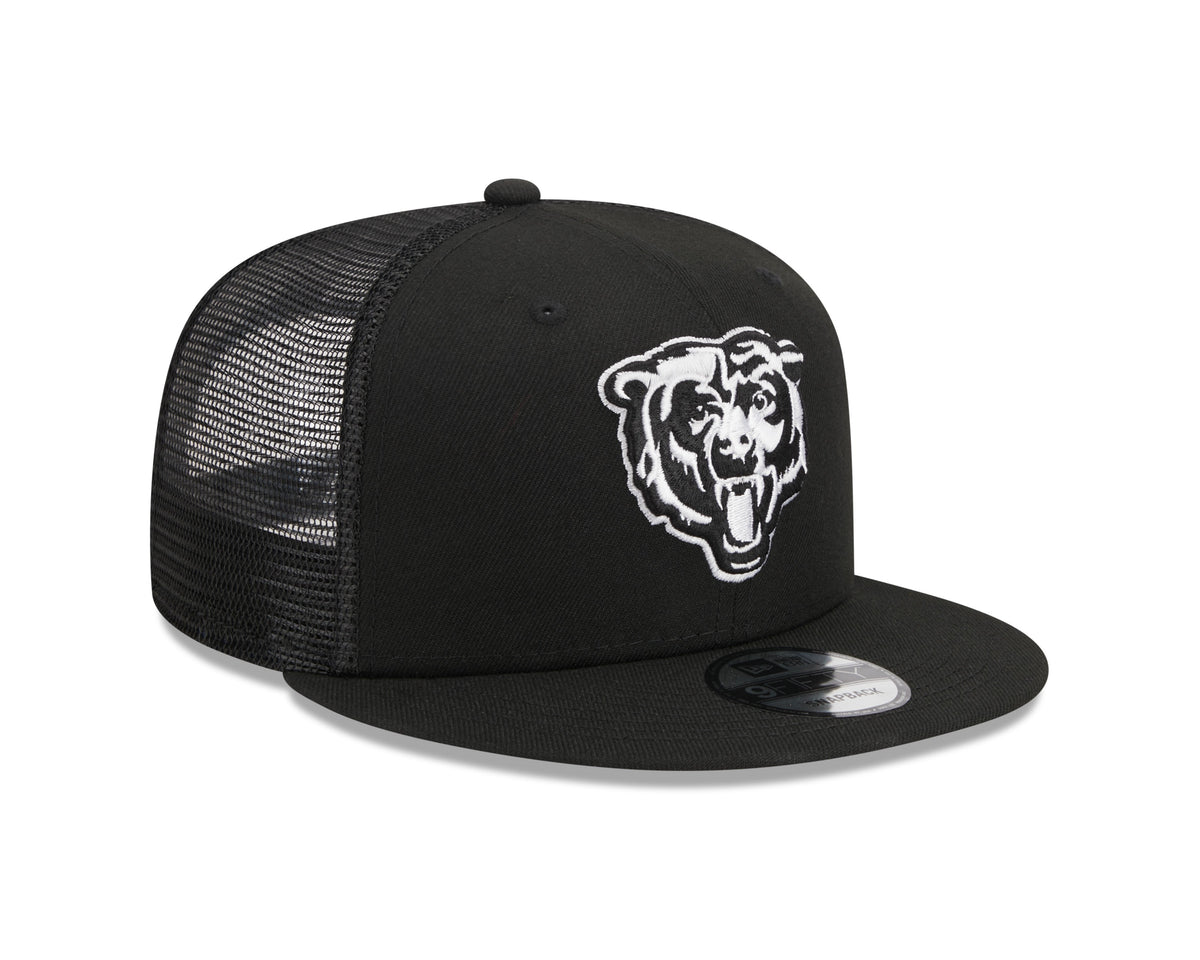 Chicago Bears New Era Primary Black and White Trucker 9FIFTY Snapback Hat