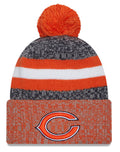 Men's Chicago Bears New Era Orange 2023 Sideline Cuffed Knit Hat With Pom