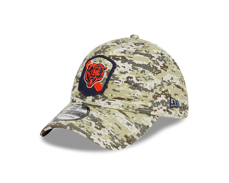 Men's Chicago Bears New Era Camo 2023 Salute to Service Primary Logo 39THIRTY Flex Hat