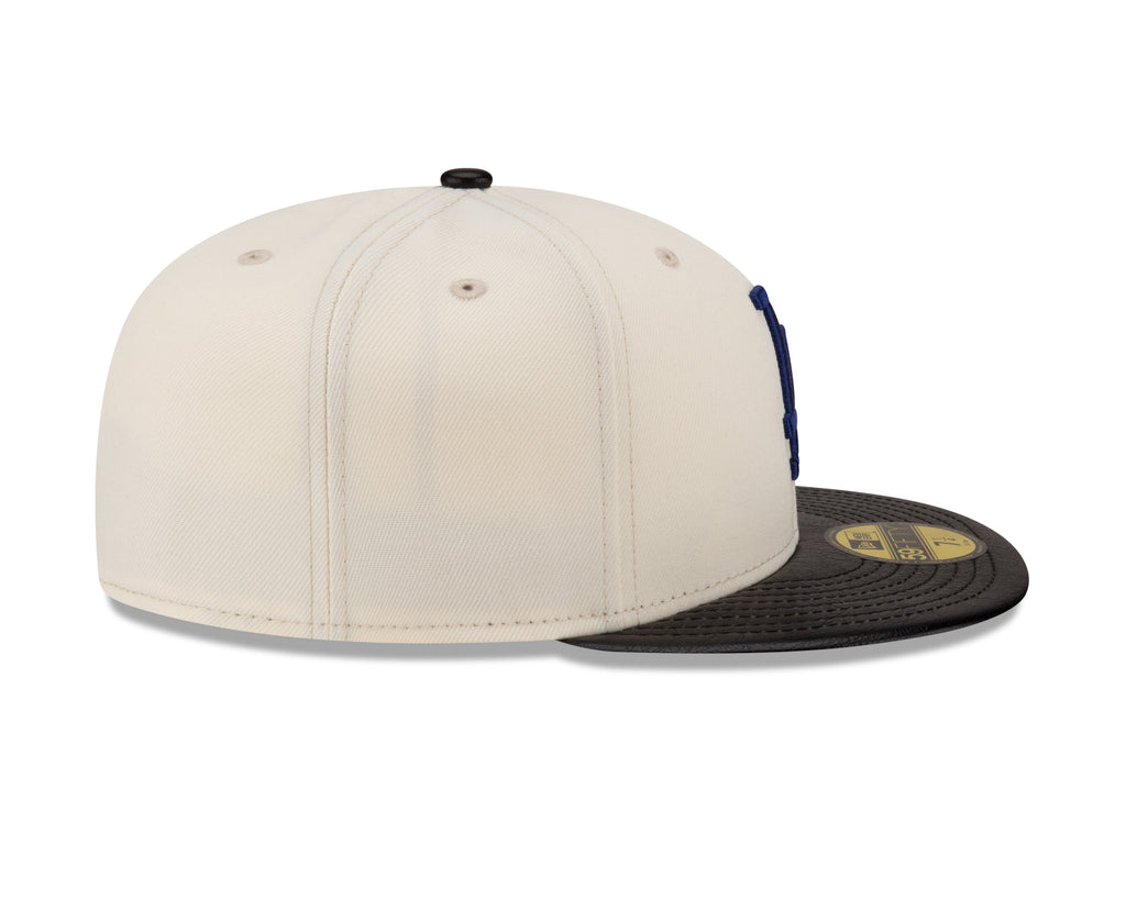 Los Angeles Dodgers Cream/Black Leather Visor New Era 59FIFTY Fitted Hat