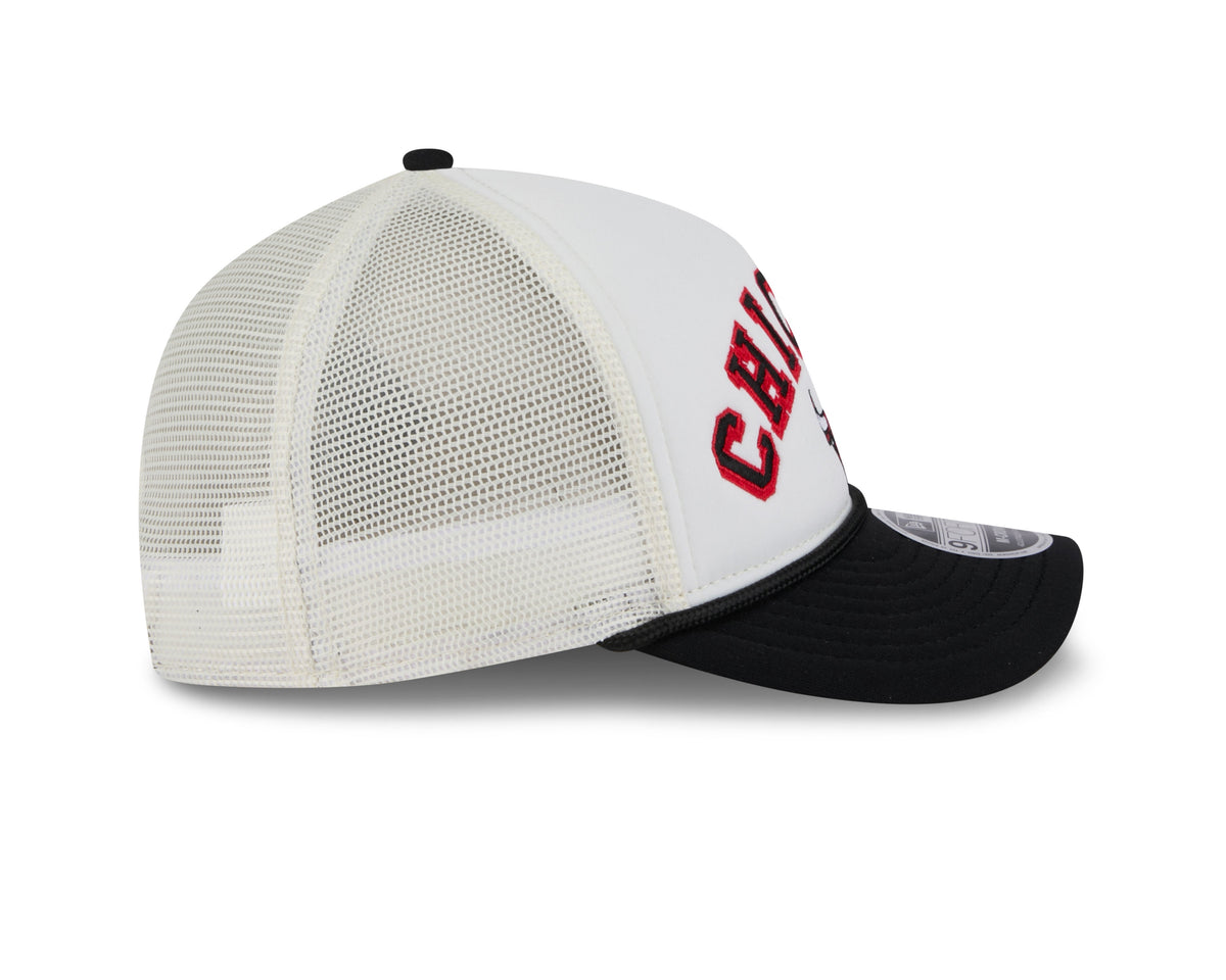 Chicago Bulls 2 Tone Chrome/Black New Era 9FORTY M-Crown Trucker Adjustable Hat
