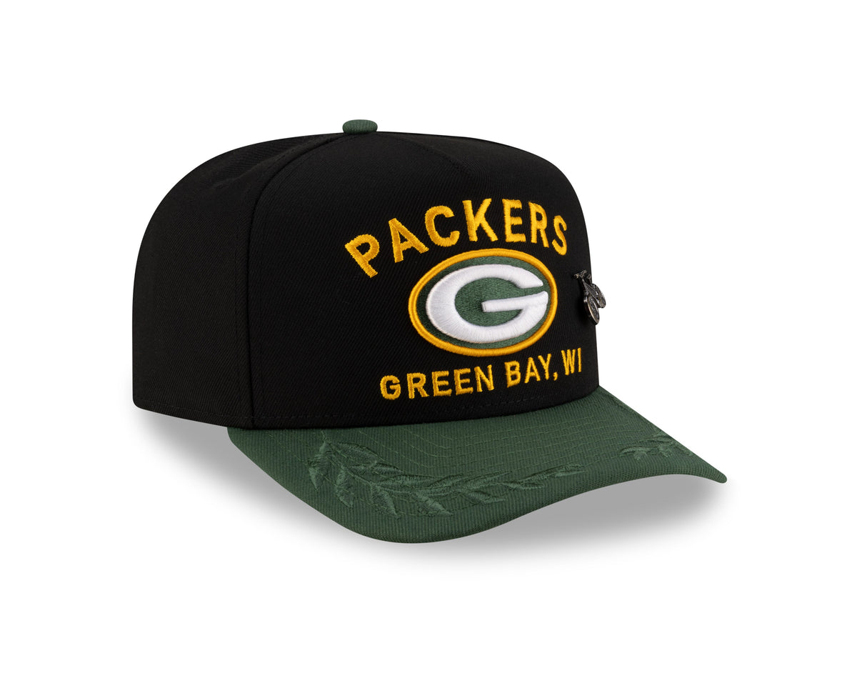 Men's Green Bay Packers New Era Black 2025 On Stage NFL Draft A-Frame 59FIFTY Fitted Hat