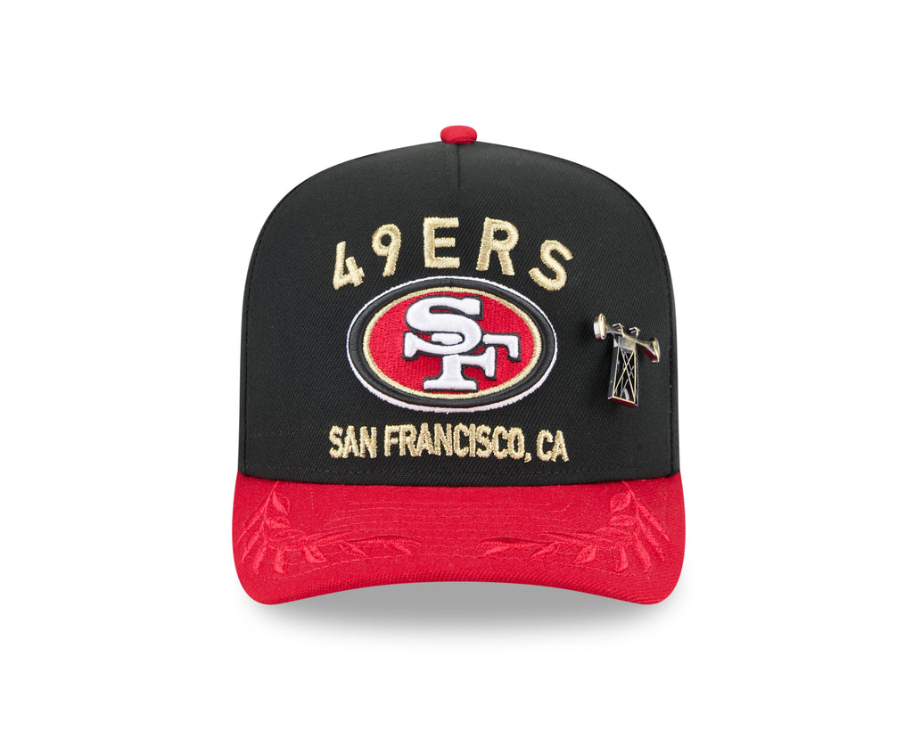 Men's San Francisco 49ers New Era Black 2025 On Stage NFL Draft A-Frame 59FIFTY Fitted Hat