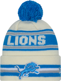 Detroit Lions New Era Off White Knit Classic Cuffed Pom Knit