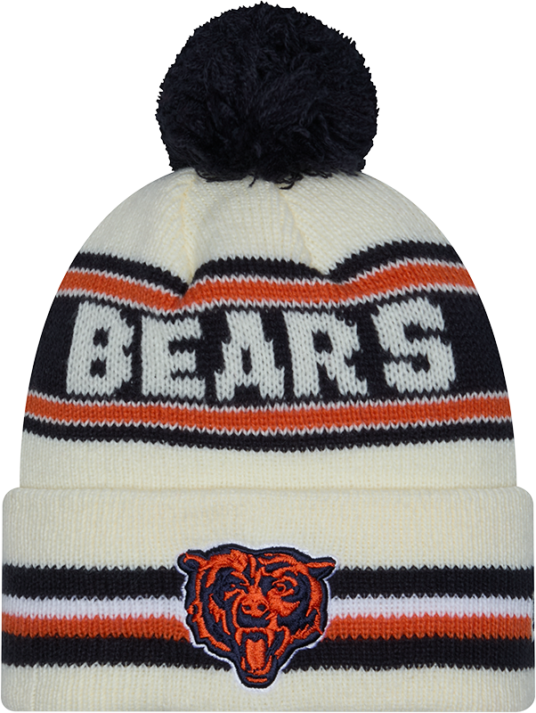 Chicago Bears New Era Off White Knit Classic Cuffed Pom Knit