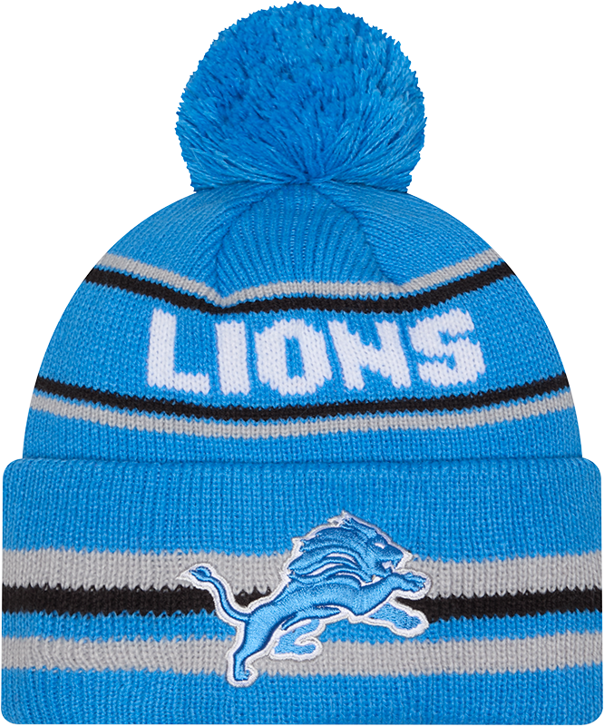 Detroit Lions Blue New Era Knit Classic Cuffed Pom Knit