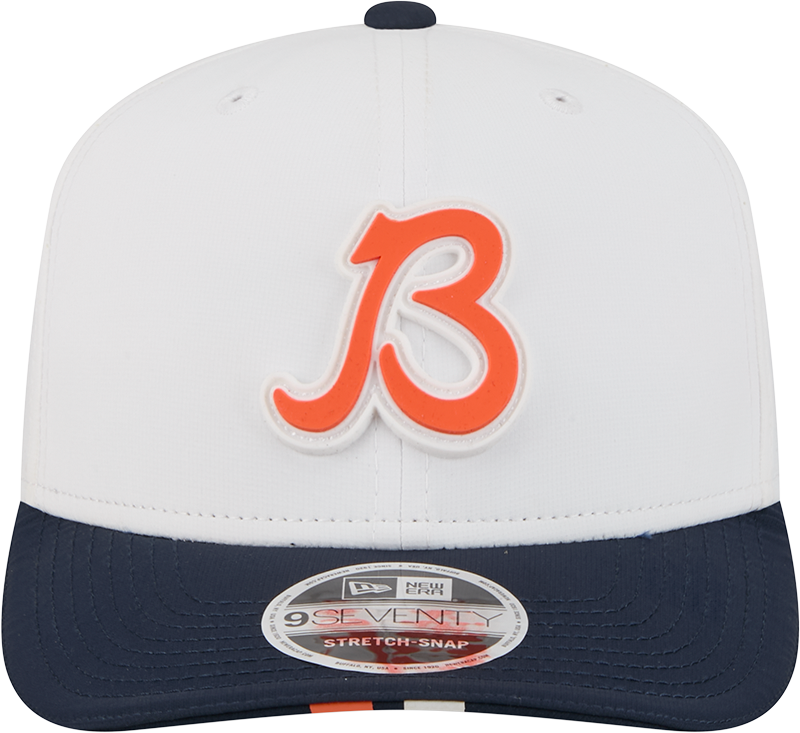 Men's Chicago Bears New Era White/Navy B 2025 NFL Training Camp 9SEVENTY Adjustable Hat