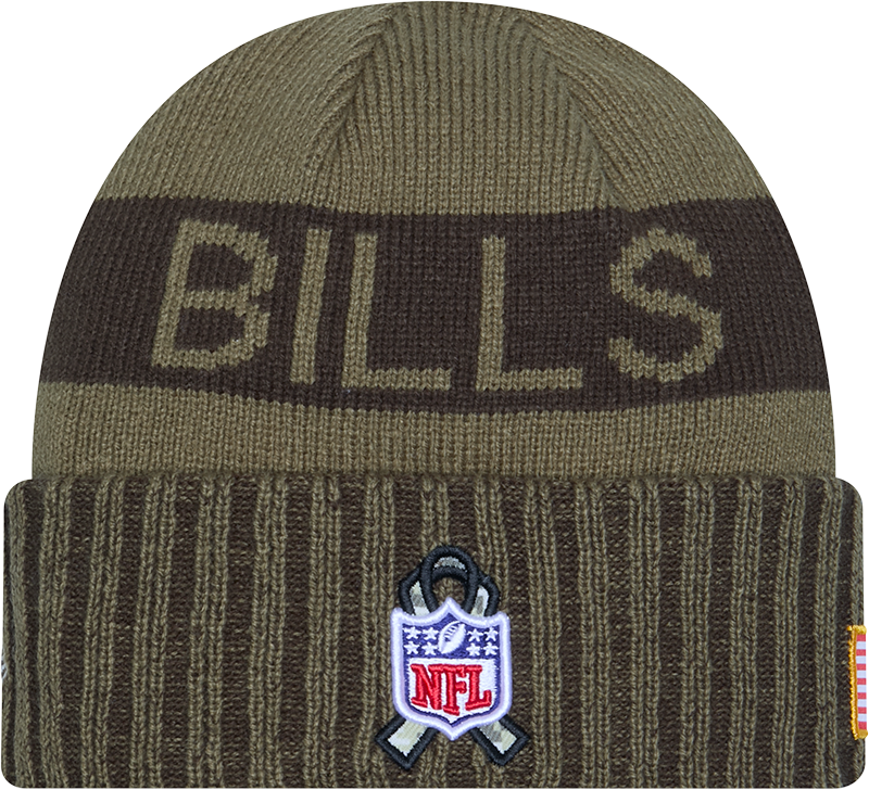 Buffalo Bills New Era Green 2025 NFL Sideline Salute To Service Cuffed Knit Hat