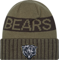 Chicago Bears New Era Green 2025 NFL Sideline Salute To Service Cuffed Knit Hat