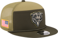 Men's Chicago Bears New Era Green 2025 Salute To Service Sideline Split Panel 9FIFTY Snapback Trucker Hat