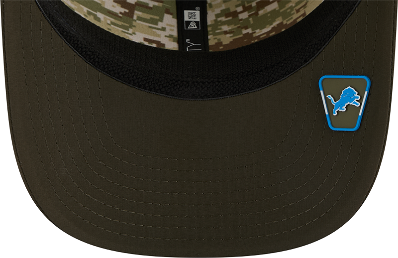 Men's Detroit Lions New Era Green 2025 Salute To Service Sideline 9SEVENTY Trucker Adjustable Hat