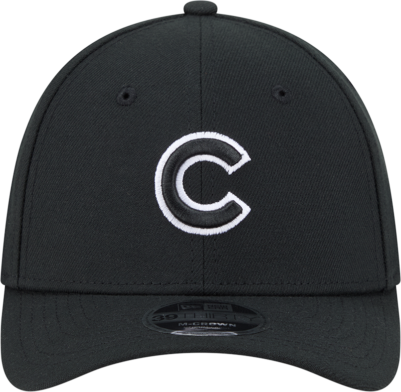 Chicago Cubs New Era M-Crown 39Thirty Black/White Flex Fit Hat