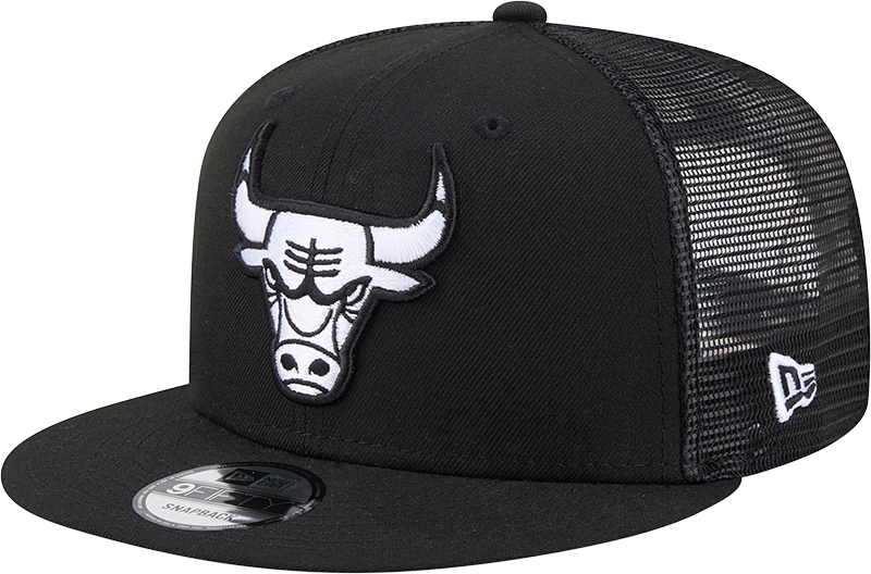 Chicago Bulls New Era Black & White 9FIFTY Trucker Snapback Hat
