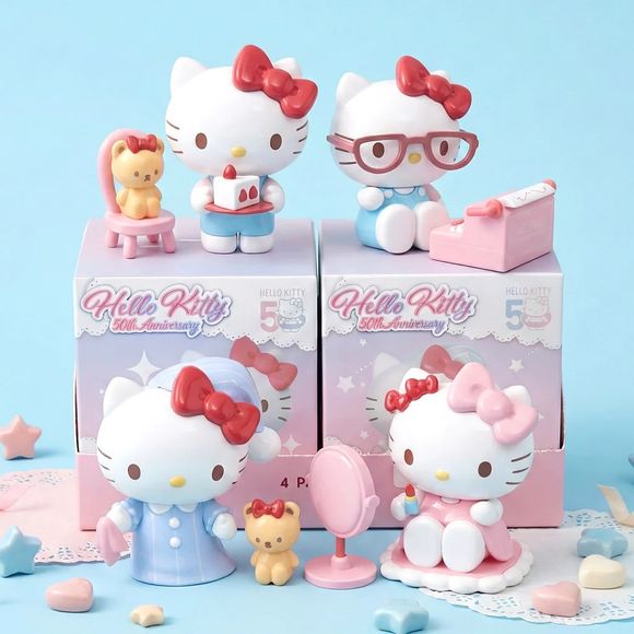 Holly Box Sanrio Hello Kitty 50th Anniversary Daily Life Series Figure - Clean Up Before Sleeping