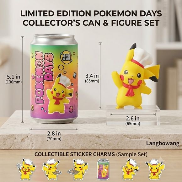 Langbowang Pokemon Days Limited Edition Chef Pikachu Collector’s Can & Figure Set