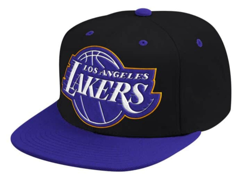 Mitchell & Ness Los Angeles Lakers Black/Purple XL Pop Team Adjustable Snapback Hat