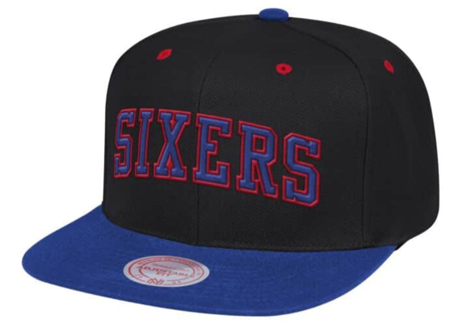 Philadelphia 76ers Mitchell & Ness Hardwood Classics Reload 2.0 Snapback Hat - Black/Blue
