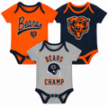 Newborn/Infant Chicago Bears Champ 3-Piece Short Sleeve Creeper Set
