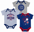 Newborn Chicago Cubs Home Run 3-Pack Bodysuit Set By Majestic