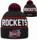 Houston Rockets Mitchell & Ness NBA Reload 2.0 Gray Cuffed Pom Knit Hat