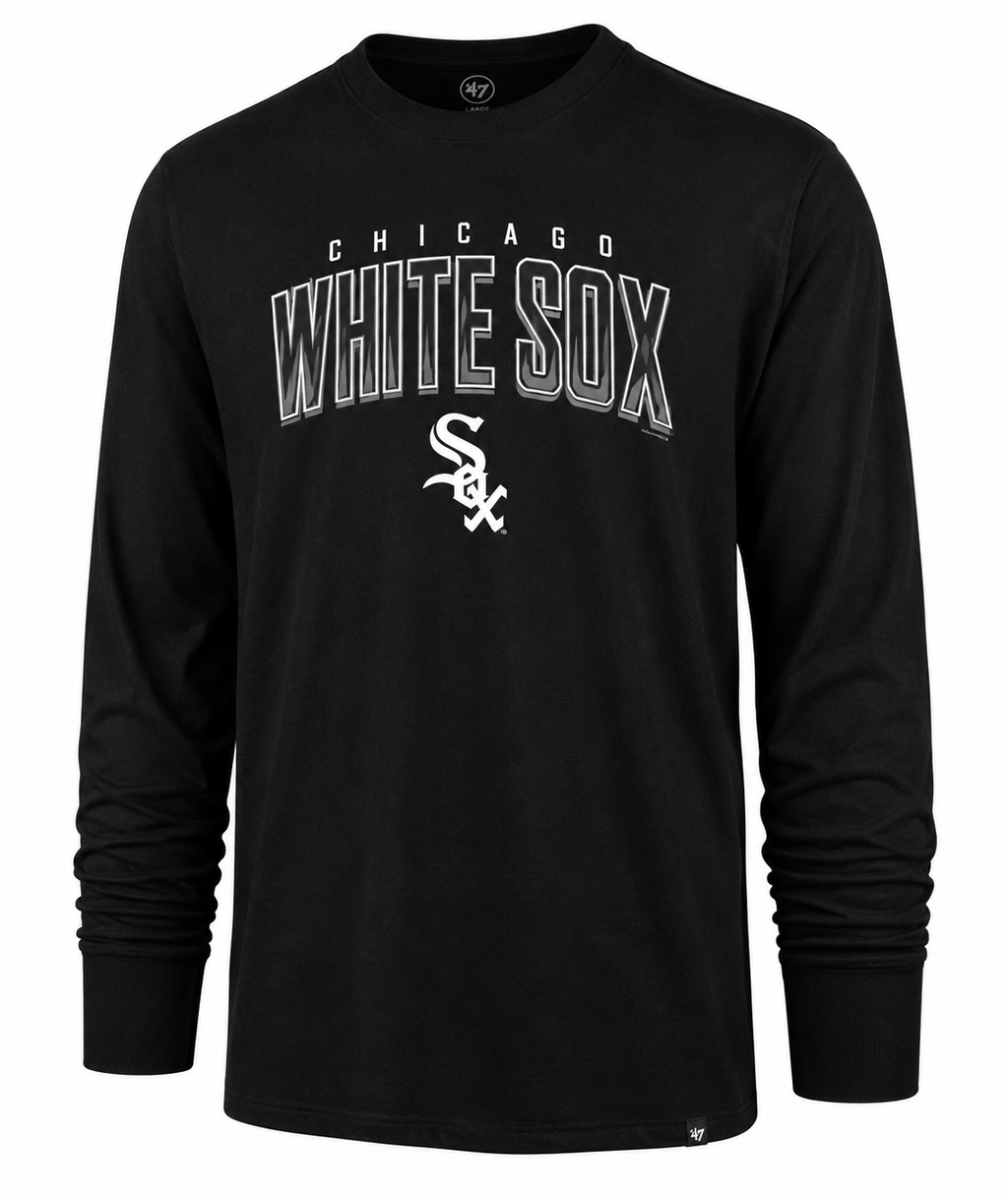 '47 Brand Men's Chicago White Sox Black Walk Off Super Rival Long Sleeve Tee