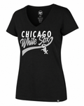 Women's Chicago White Sox '47 Brand Glitter Rush Jet Black Super Rival V-Neck Tee