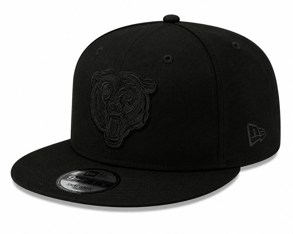 Men's Chicago Bears New Era Black On Black Tonal 9FIFTY Snapback Hat