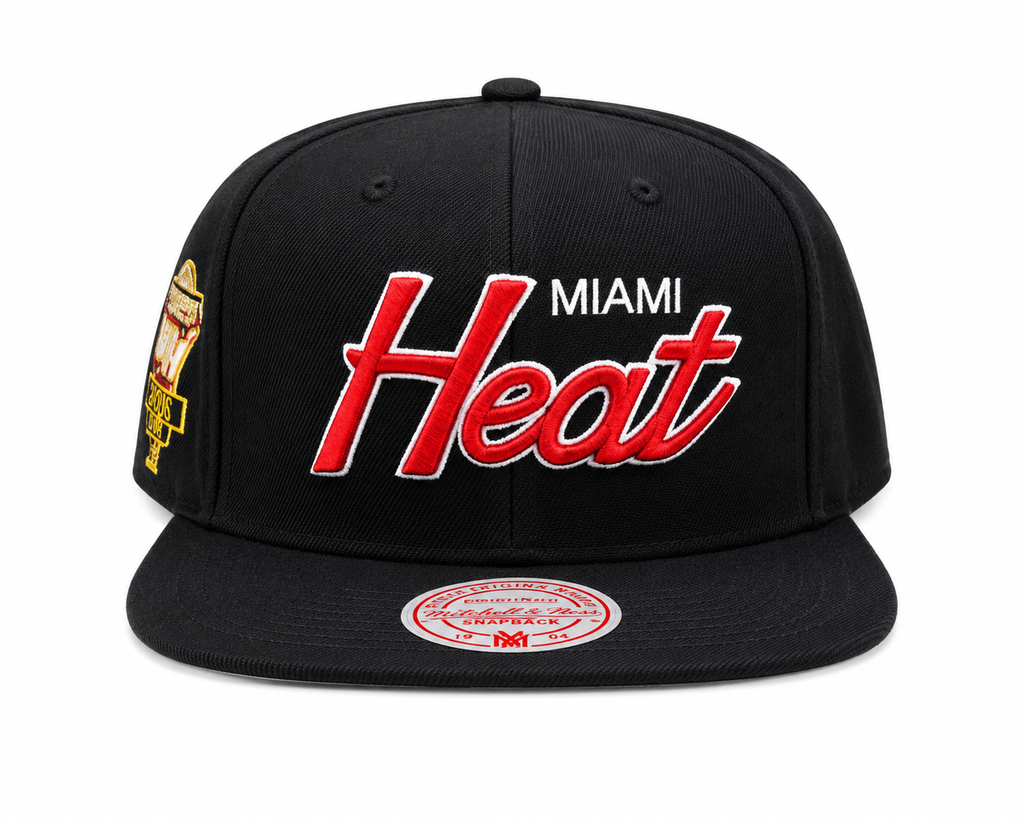 Men's Miami Heat 2006 NBA Champions Mitchell & Ness Champ Year Trophy Black Snapback Hat