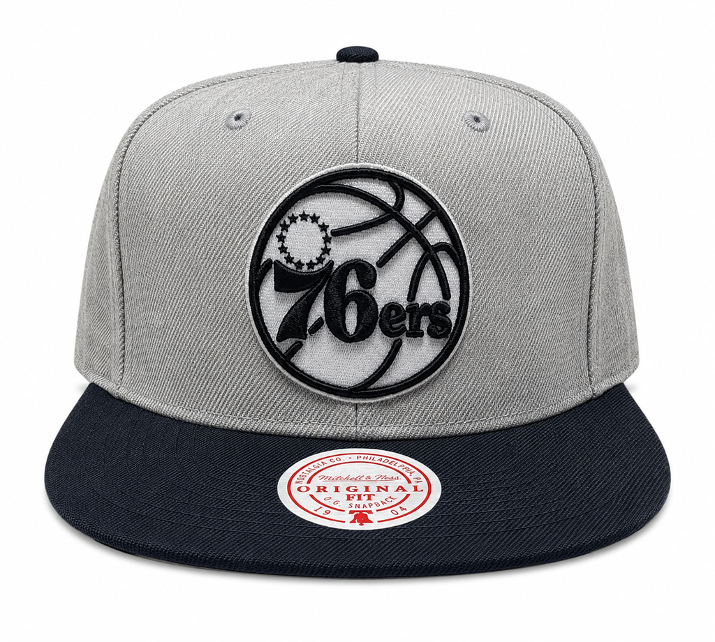 Philadelphia 76ers Mitchell & Ness Gray Black Pop Snapback Hat
