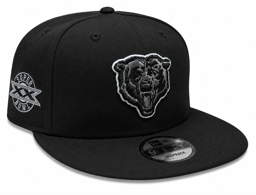 Chicago Bears New Era Super Bowl XX Champions Side Patch Black And Graphite 9FIFTY Snapback Hat