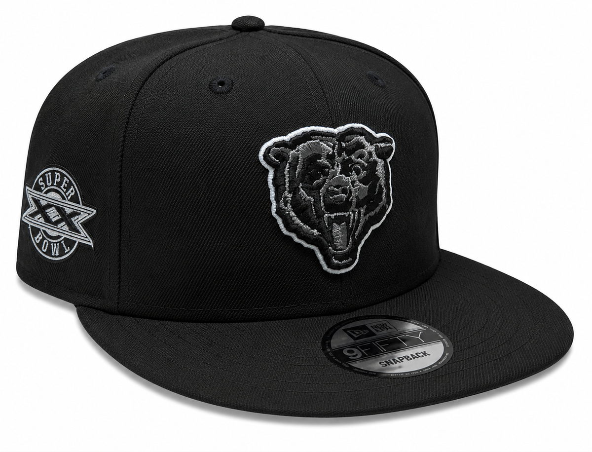 Chicago Bears New Era Super Bowl XX Champions Side Patch Black And Graphite 9FIFTY Snapback Hat