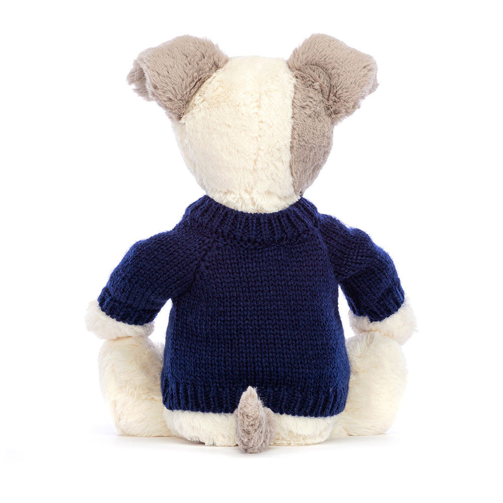 Bashful Terrier with Personalised Navy Jumper