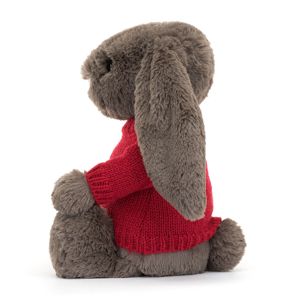 Bashful Truffle Bunny with Personalised Red Jumper
