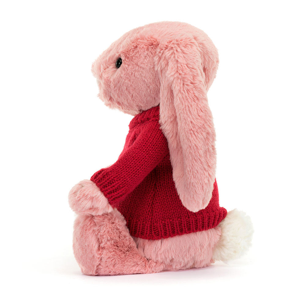 Bashful Petal Bunny with Personalised Red Jumper